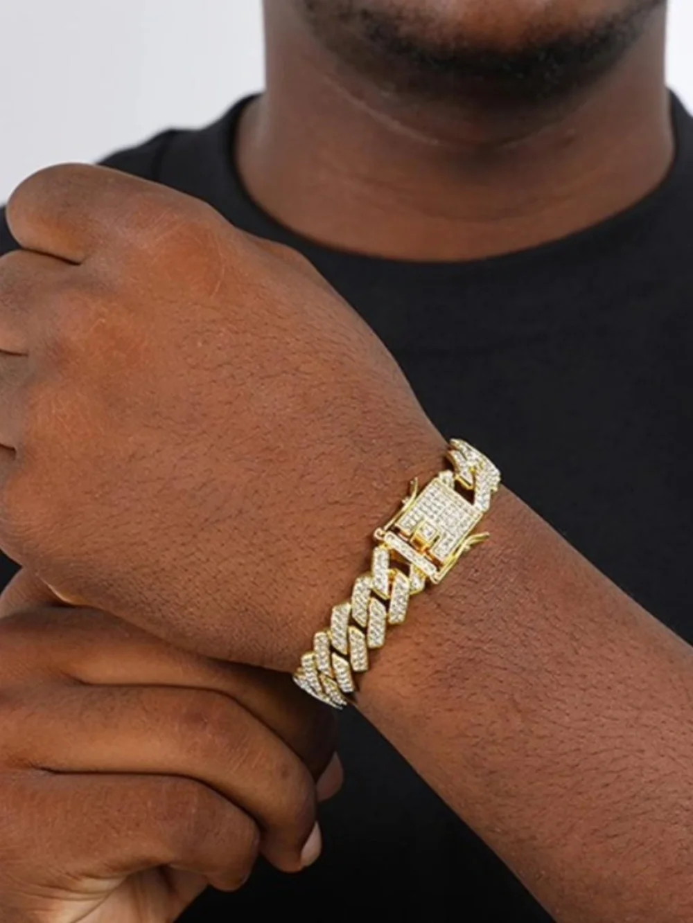 Gold Iced 14mm Men's Miami Cuban Chain Link Bracelet 8